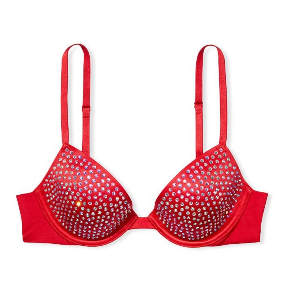NWT Victoria’s Secret VERY SEXY Lightly Lined Embellished Demi Bra, 32DD